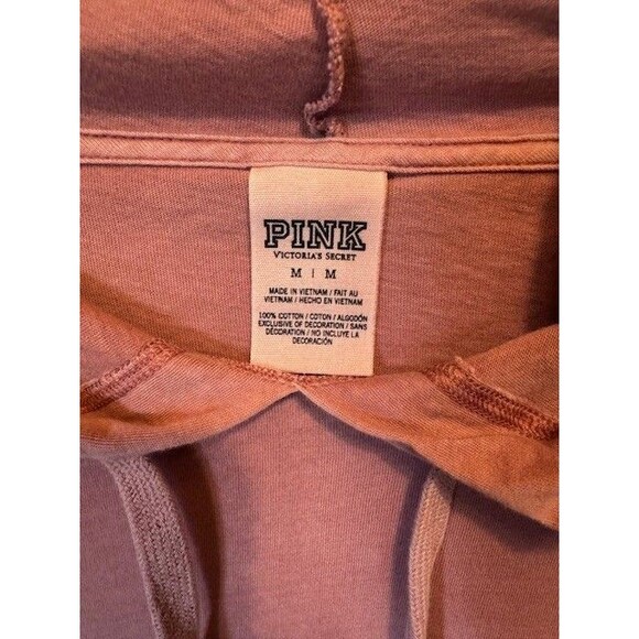 Victoria's Secret PINK Campus Logo Hoodie Tee T Shirt Pocket‎ Oversized MED EUC - Picture 2 of 12